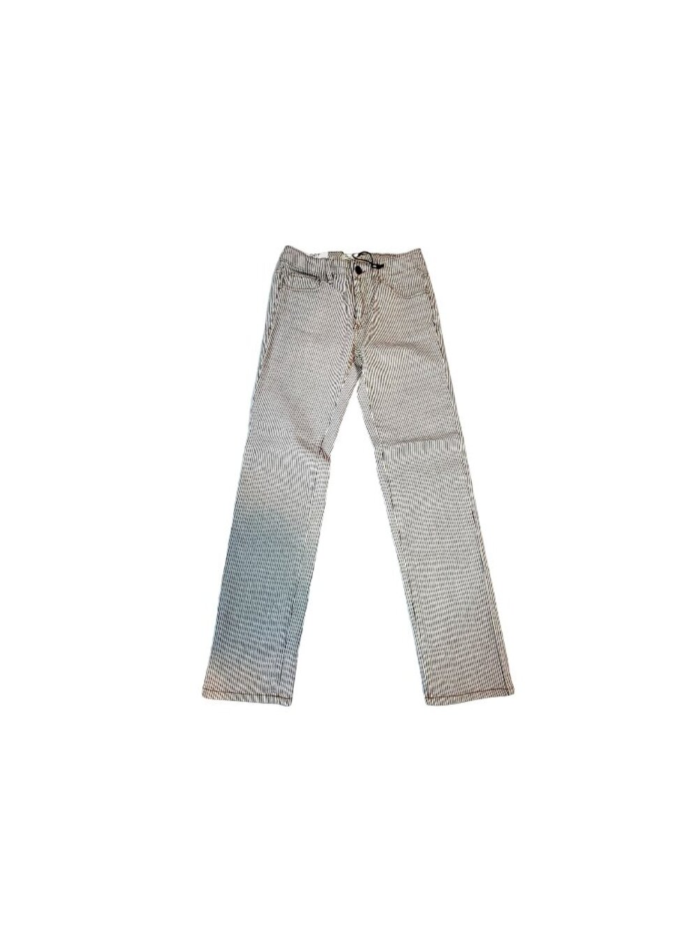 Striped High-Waisted Skinny Jeans By OAT New York S 25 Cotton Blend Blue/White